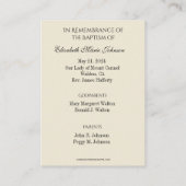 Katholische Kindertaufe Erinnerung an Heilige Kart Begleitkarte (Rückseite)