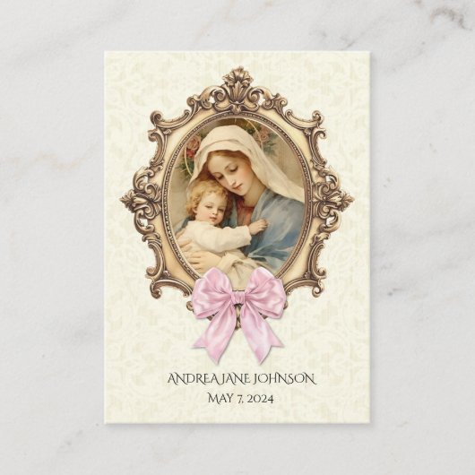 Katholische Kindertaufe Erinnerung an Heilige Kart Begleitkarte (Vorderseite)