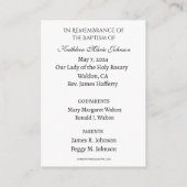 Katholische Kindertaufe Erinnerung an Heilige Kart Begleitkarte (Rückseite)