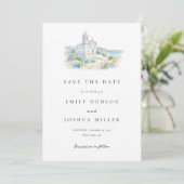 Katholische Kirche Aquarell Hochzeit Save The Date (Stehend Vorderseite)