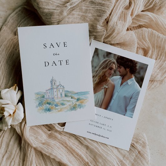 Katholische Kirche Aquarell Hochzeit Save The Date