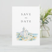 Katholische Kirche Aquarell Hochzeit Save The Date (Stehend Vorderseite)