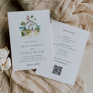 Katholische Kirche Tropische All-in-One-Hochzeit Einladung