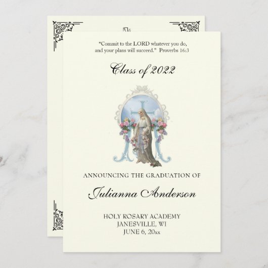 Katholische Klassik Eleganter religiöser Abschluss Einladung (Vorne/Hinten)