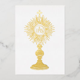katholische kleine 5" x 7" Eucharistie-Monstranz Folieneinladung