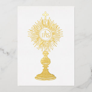 katholische kleine 5" x 7" Eucharistie-Monstranz Folieneinladung