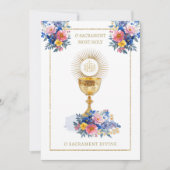 Katholische Kommunion Elegante Blumen Einladung (Vorderseite)