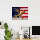 Katholische Kreuzzifix USA Flaggenplakat Poster (Heimbüro)
