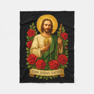 Katholische Kunst mit roten Rosen des heiligen Jud Fleecedecke