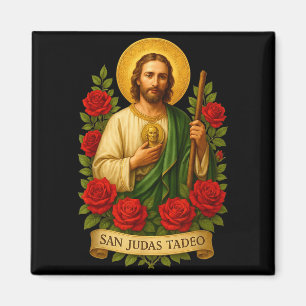 Katholische Kunst mit roten Rosen des heiligen Jud Magnet