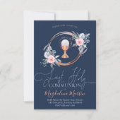 Katholische Mädchen erste Kommune Blumenkreis Einladung (Vorderseite)