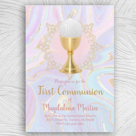 Katholische Mädchen erste kommunion Flüssigkeit Ma Einladung