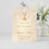 Katholische Mädchen erste Kommunionseinladung Einladung (Stehend Vorderseite)