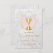 katholische Mädchen erste Kommunizengestaltung Einladung (Vorne/Hinten)