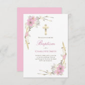 Katholische Mädchen Taufe fröhliche Blüte Einladung (Vorne/Hinten)