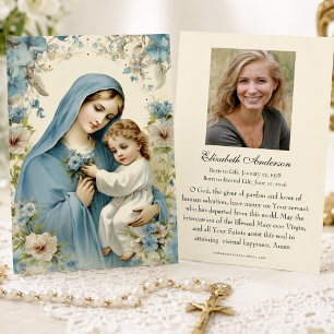 Katholische Madonna-und-Kind-Begräbnis-Gedenkgebet Visitenkarte