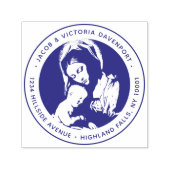 Katholische Madonna und Kind Blaue Rücksendeadress Permastempel (Design)