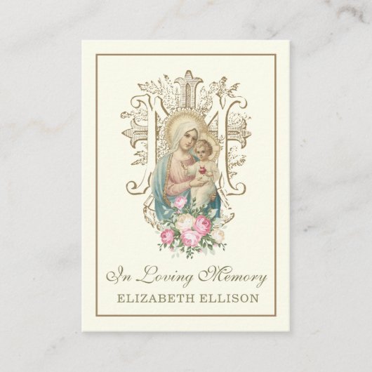 Katholische Maria Jesus Blumenbeerdigung Platzkarte (Vorderseite)