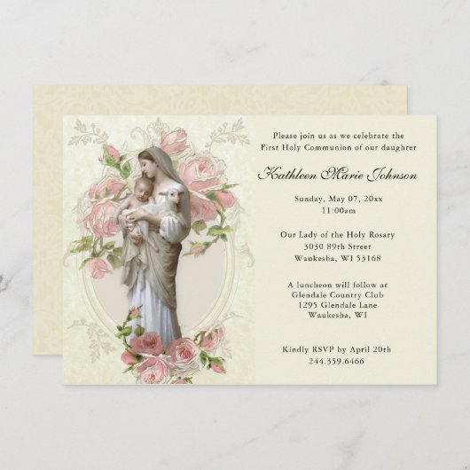 Katholische Maria Jesus Erste Einladungen (Vorne/Hinten)