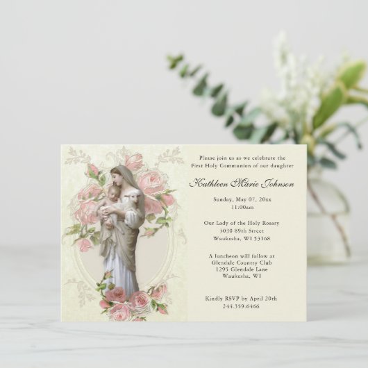 Katholische Maria Jesus Erste Einladungen (Stehend Vorderseite)