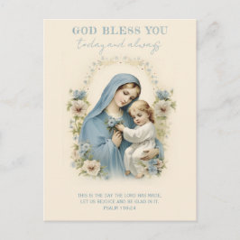 Katholische Maria und Jesus-Blumenschrift Postkarte