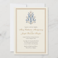 Katholische marianische Monogramm-Hochzeitseinladu