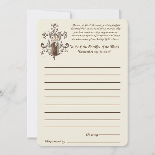Katholische Masse Alle Soule Erinnerung an die Tot (Vorderseite)