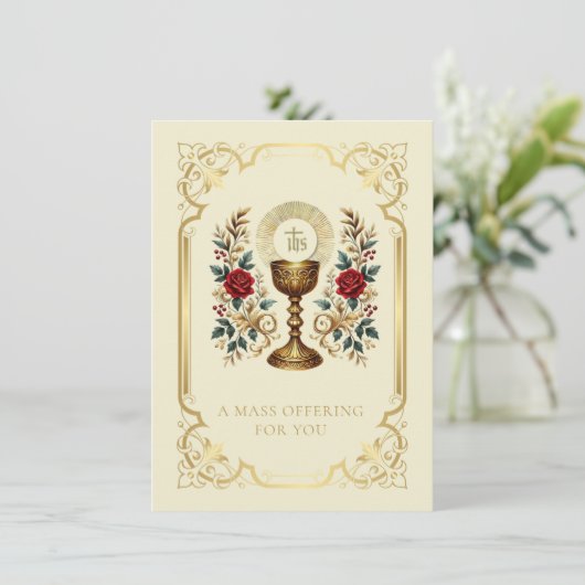 Katholische Masse, die Chalice Floral anbietet (Stehend Vorderseite)