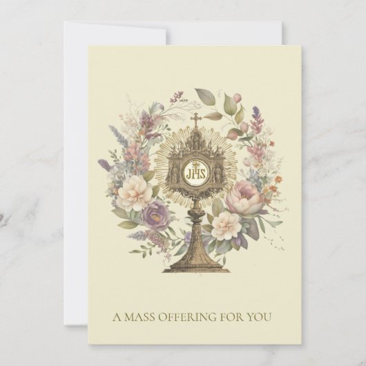 Katholische Masse, die Monstrance Bloral anbietet Mitteilungskarte (Vorderseite)
