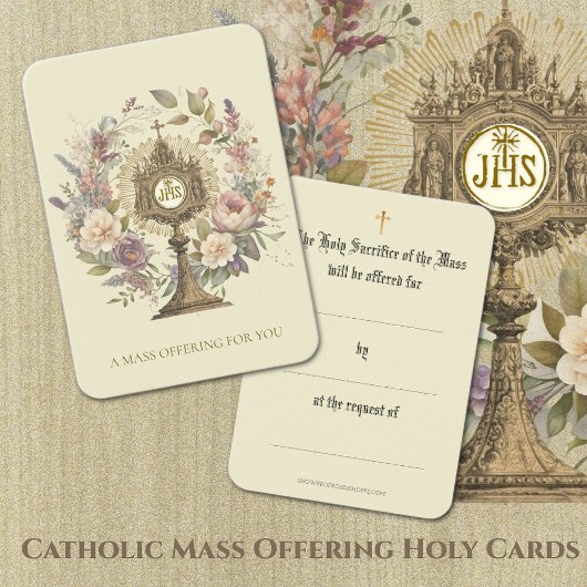 Katholische Masse, die Monstrance Bloral anbietet Visitenkarte