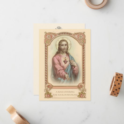 Katholische Messe, die Jesus Heilige Karten anbiet (Vorderseite/Rückseite Beispiel)
