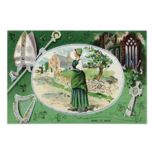 Katholische Messe Irische Frau Kirchenharfe Fotodruck