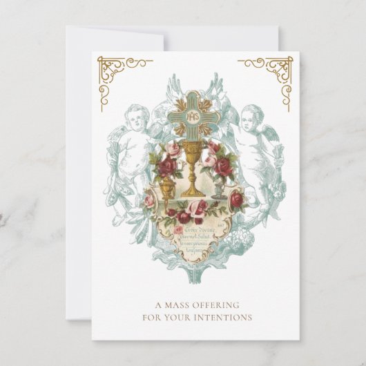 Katholische Messe mit Gebetskarte Mitteilungskarte (Vorderseite)