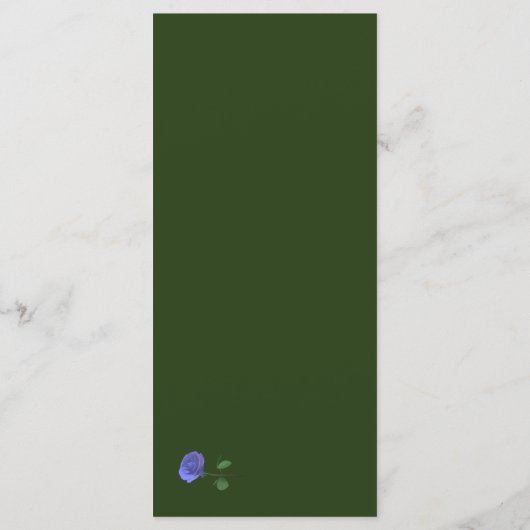 katholische "Misty Blue" und "Green Wedding Menu" Menükarte (Rückseite)