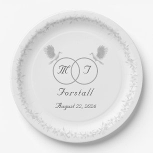 Katholische Mit Monogramm Hochzeit der Nuptial Uni Pappteller