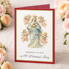 Katholische Mutter-Maria-Engel mit Rosen Feiertagskarte