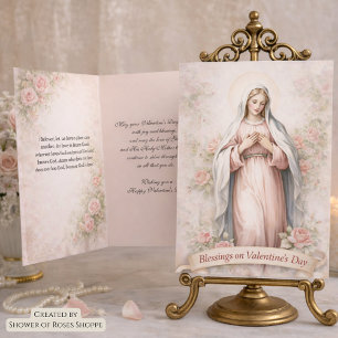 Katholische Mutter Maria rosa Rosen Valentinstag Feiertagskarte