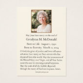 Katholische Mutter Mary Floral Beerdigung Gebetkar (Rückseite)