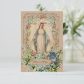 Katholische Mutter Mary Floral Memorys Gebet Einladung (Stehend Vorderseite)