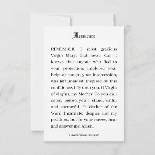 Katholische Mutter Mary Floral Memorys Gebet Einladung (Rückseite)