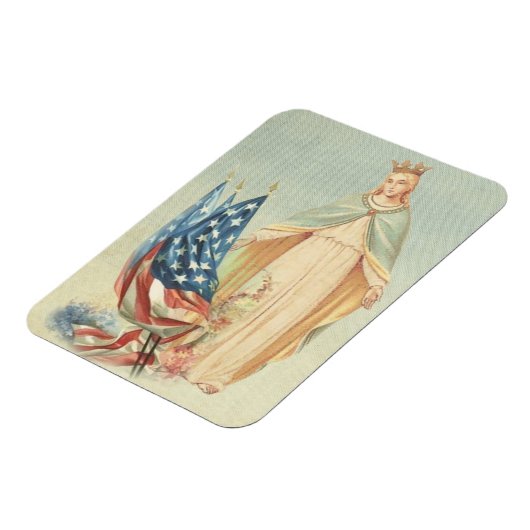 Katholische Mutter Mary USA Flagge Religiös Magnet (Linke Seite)