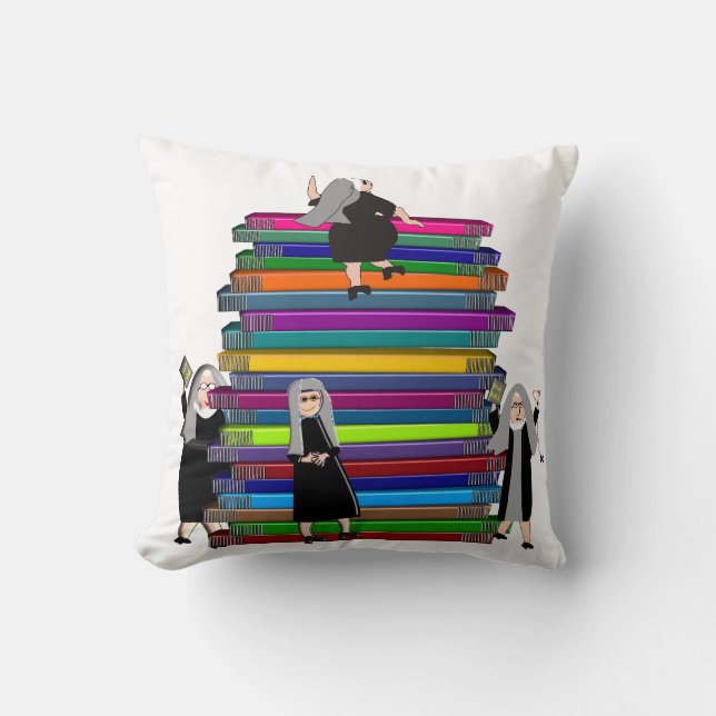 Katholische Nonnen Bücherkletter Kunst Pillow Kissen (Vorderseite)