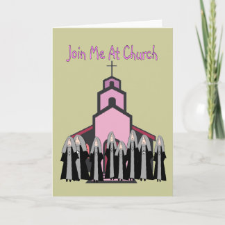 Katholische Nonnen Grußkarten "Join Me at Church" Karte