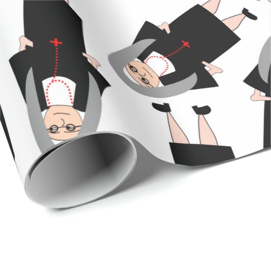 Katholische Nonnen in Black Habits Gift Wrap Geschenkpapier (Rolleneckpunkt)