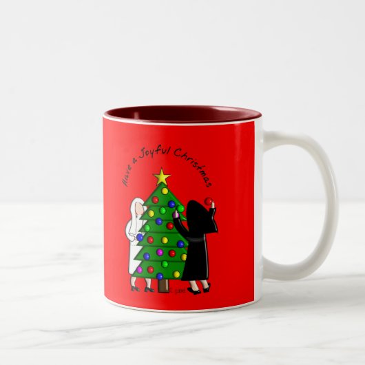 Katholische Nonnen-Kunst-Weihnachtskarten u. Zweifarbige Tasse (Rechts)