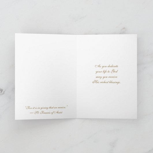 Katholische Nonnen Religious Profession of Vows Ca Karte (Innenseite)