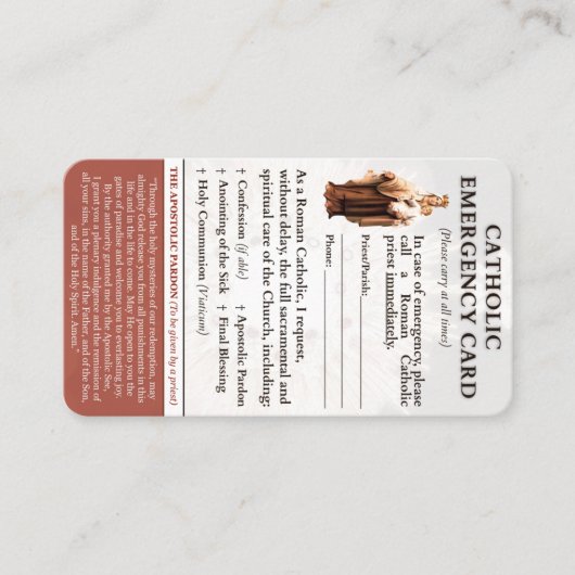 Katholische Notfallkarten Visitenkarte (Vorderseite)