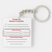 Katholische Notkontakt-Karte Schlüsselanhänger (Rückseite)