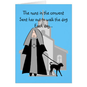 Katholische Nun Funny Cards "Walking the Dog"