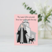 Katholische Nun Funny Cards "Walking the Dog" Postkarte (Stehend Vorderseite)